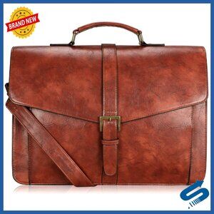 Vintage Leather Messenger Bag Professional Office Travel Laptop Briefcase